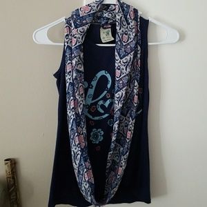 Cute Tank top with sheer scarf
